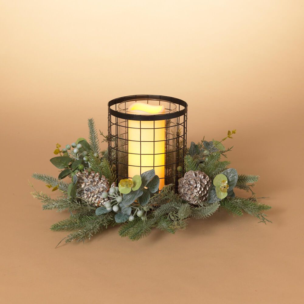 The Gerson Company Holiday Centerpiece Candle Holder in Green and Black, , large