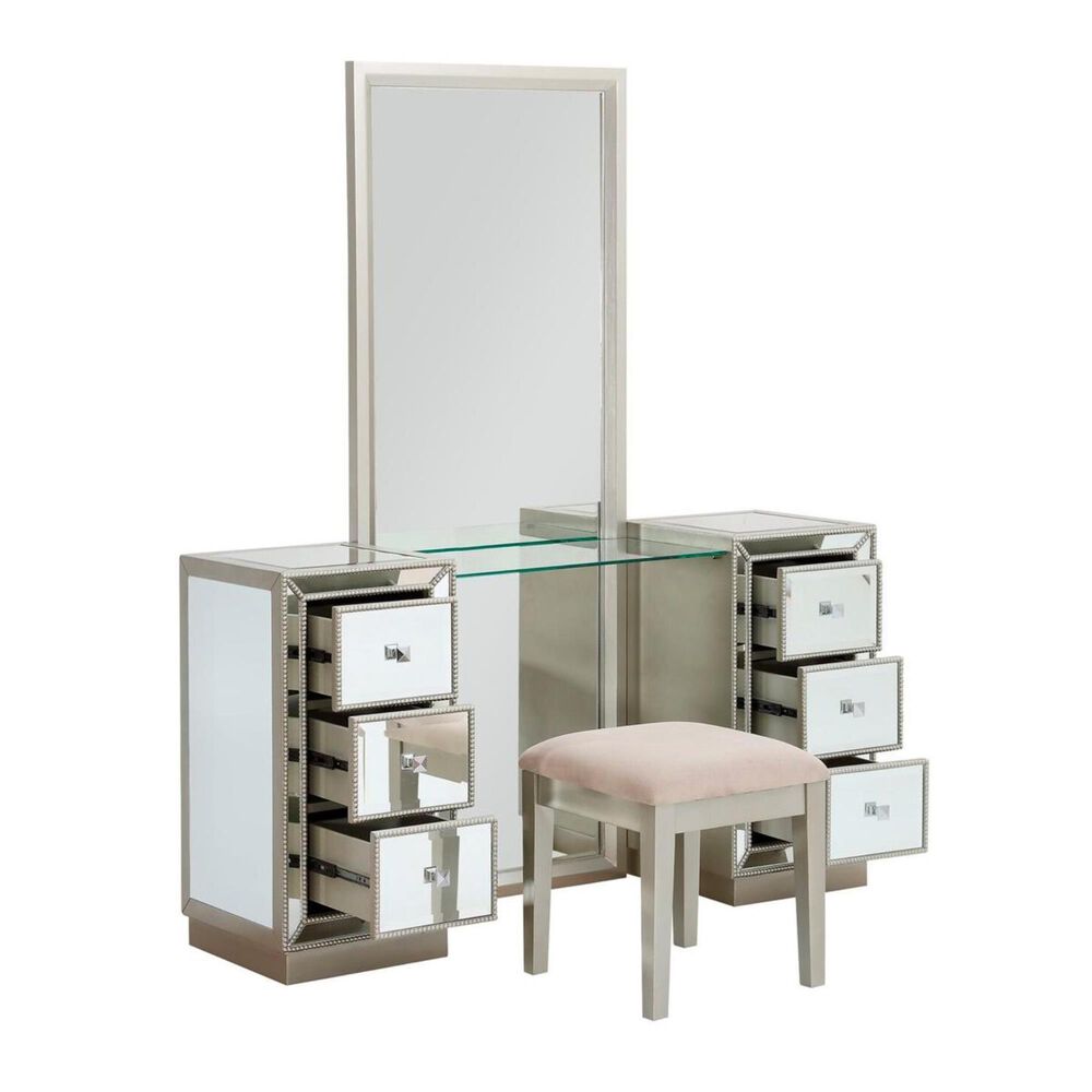 Shell Island Furniture Elsinore Vanity And Mirror In Champagne Nebraska Mart Shell Island Furniture Elsinore Vanity, Nebraska Furniture Mart Makeup Vanities