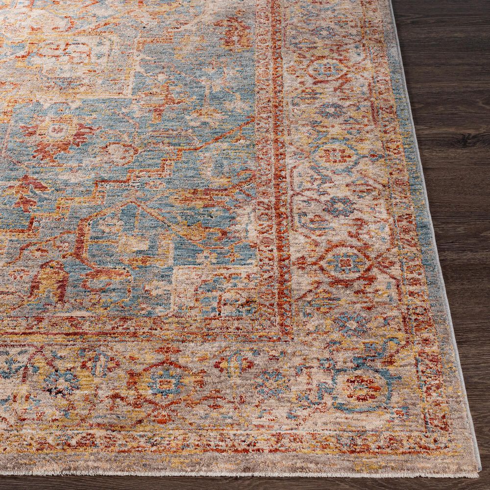 Surya Mirabel 2&#39;7&quot; x 10&#39; Teal, Aqua, Gray, Burnt Orange, Olive and Beige Runner, , large
