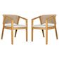 Hearth and Haven Patio Dining Chair with Rope-Design Backrest and Cushions in Light Teak (Set of 2), , large