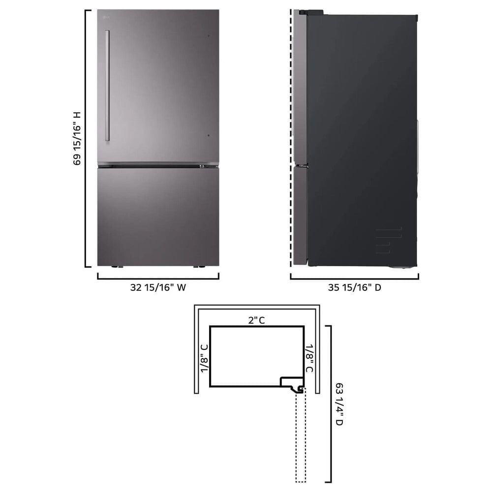 LG 26 Cu. Ft. Bottom Freezer Refrigerator in Black Stainless Steel, , large