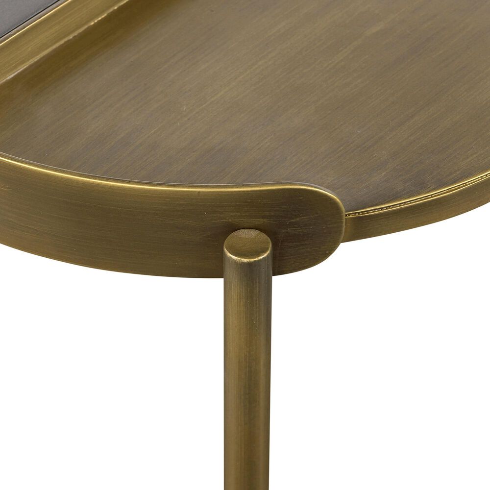 Blue River Dua End Table in Medium Gray and Antique Brass, , large