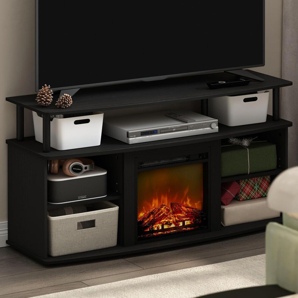 HOMLUX 47" TV Stand with Electric Fireplace in Americano and Black, , large