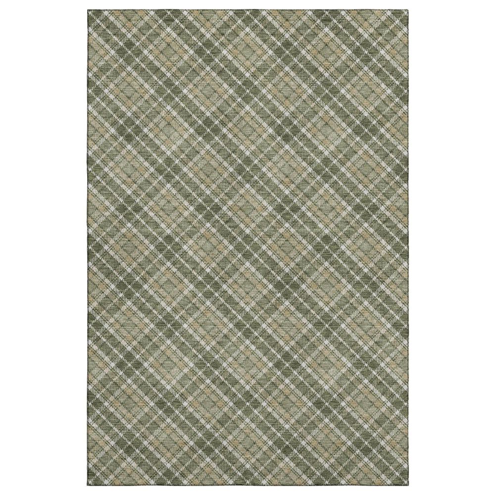 Dalyn Rug Company Soft Essentials Plaid Olive 10" x 14" Indoor/Outdoor Area Rug, , large