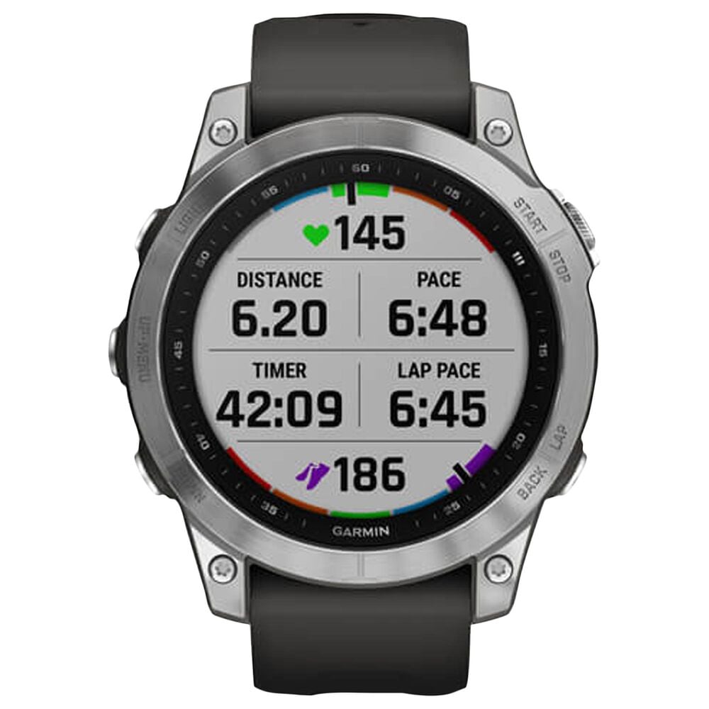 Garmin Fenix 7 Standard Edition Smartwatch in Silver with Graphite Band, , large