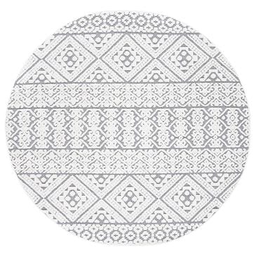 Safavieh Cabana CBN654A 6"7" Round Ivory and Grey Area Performance Rug, , large