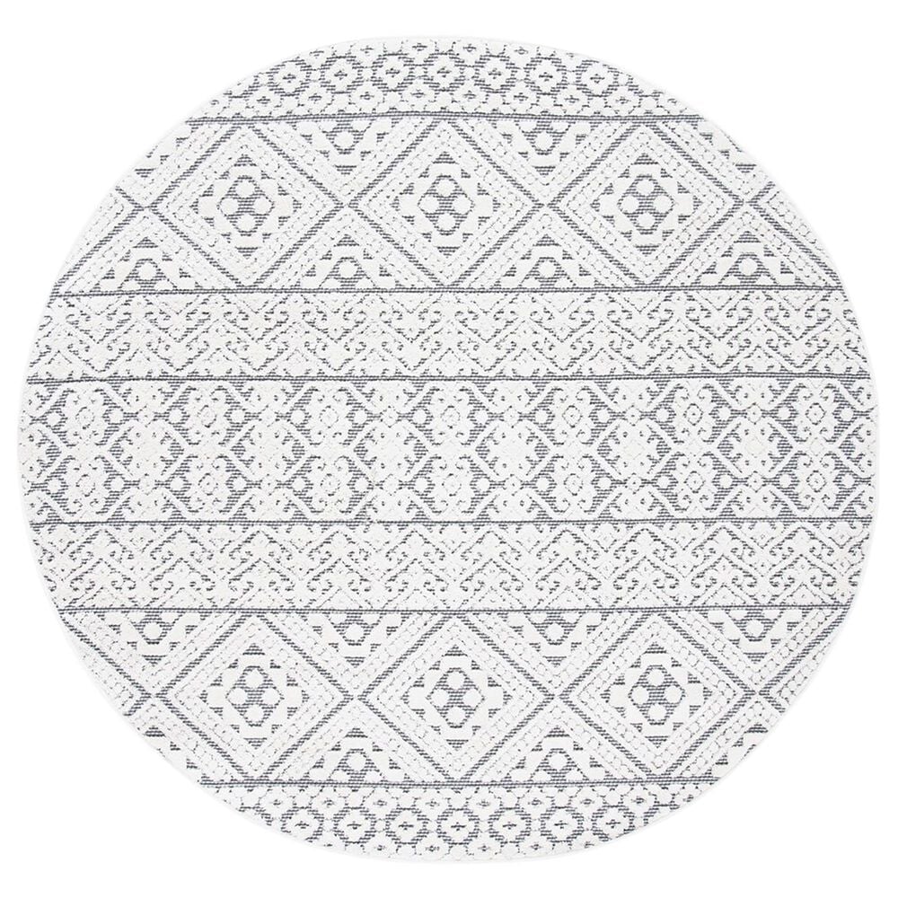 Safavieh Cabana CBN654A 6"7" Round Ivory and Grey Area Performance Rug, , large