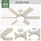 Hunter Pacer 44" Ceiling Fan with LED Lights in Fresh White, , large