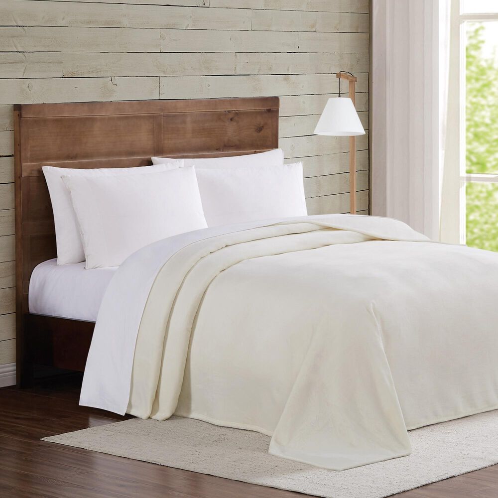 Pem America Truly Soft Velvet Plush King Blanket in Ivory, , large