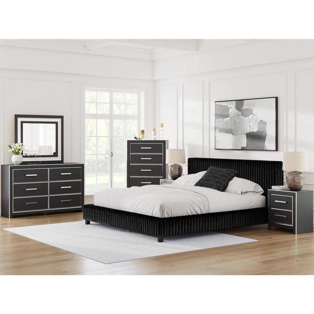 Ashley Zuraleus 2-Drawer Night Stand in Matte Black and Chrome, , large