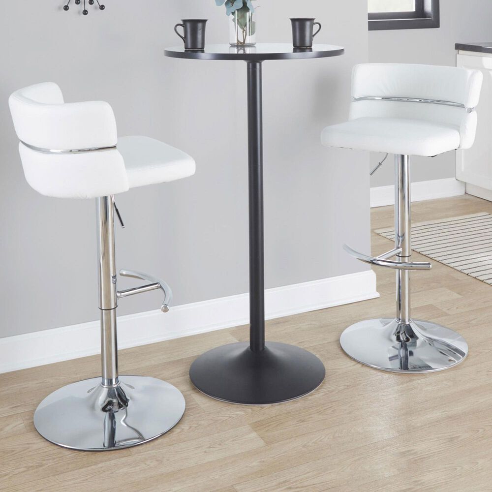 Lumisource Cinch Claire Swivel Adjustable Bar Stool with White Cushion in Chrome &#40;Set of 2&#41;, , large