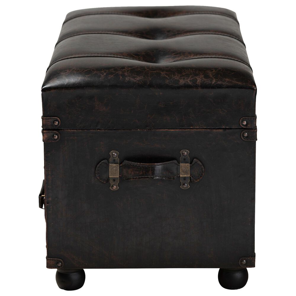 Baxton Studio Callum 2-Drawer Storage Trunk Ottoman Set in Distressed Dark Brown, , large