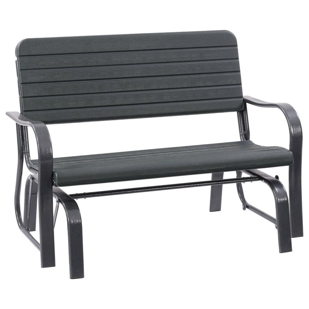 CorLiving Lake Front Patio Gliding Bench in Dark Green, , large