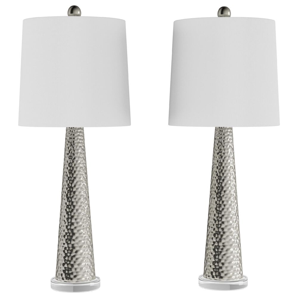 Timberlake Hammered Glass Table Lamp in Metallic Silver (Set of 2), , large