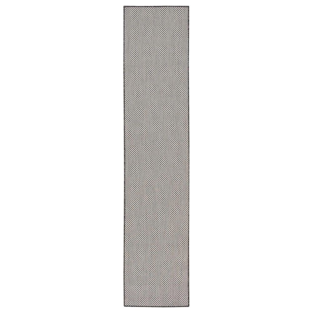 Nourison Courtyard Ivory and Charcoal 2&#39;2&quot; x 8&#39; Indoor/Outdoor Runner, , large