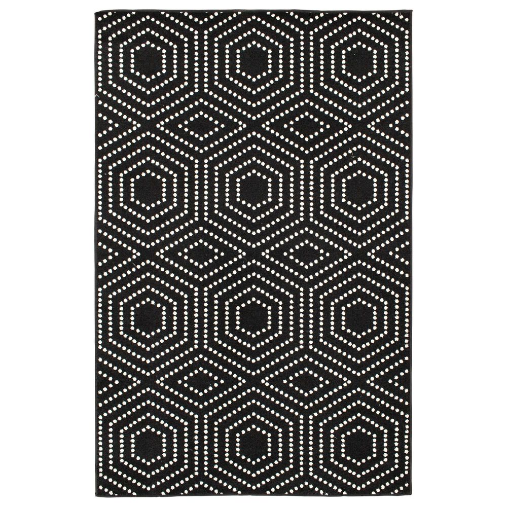 Central Oriental Terrace Tropic Valeria 5" x 7"3" Black and Snow Area Rug, , large