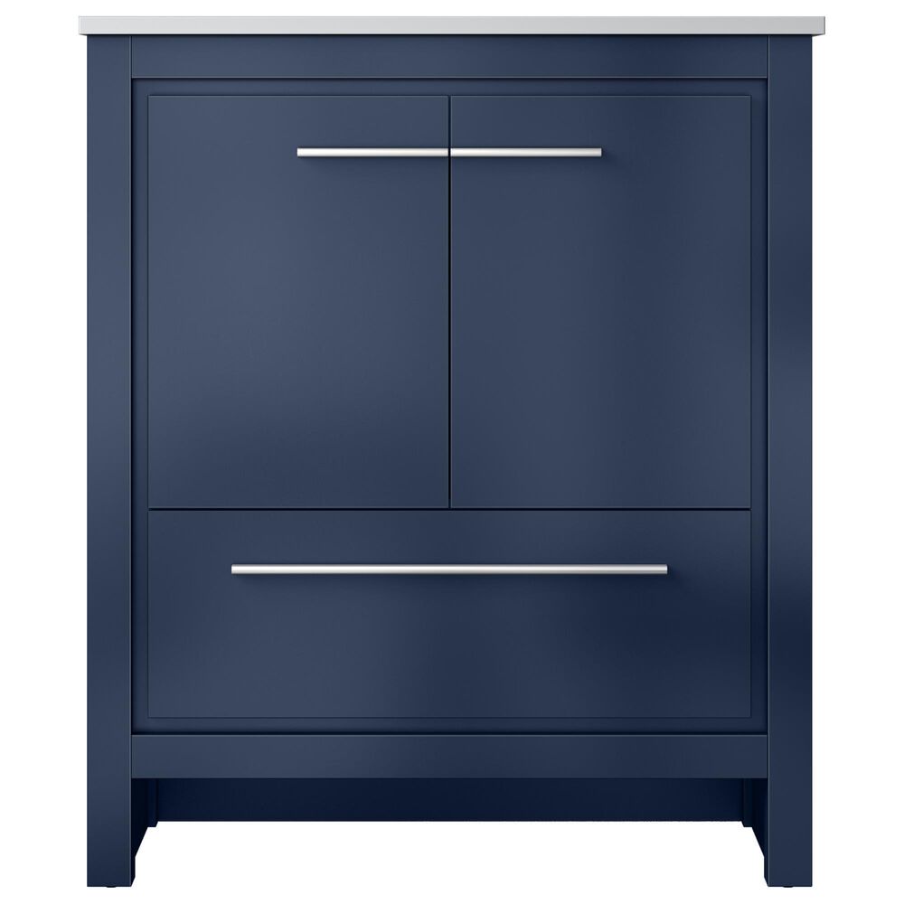 Lexora Home Lafarre 30&quot; Single Bathroom Vanity in Navy Blue with 2 cm White Quartz Top and Rectangular Sink, , large
