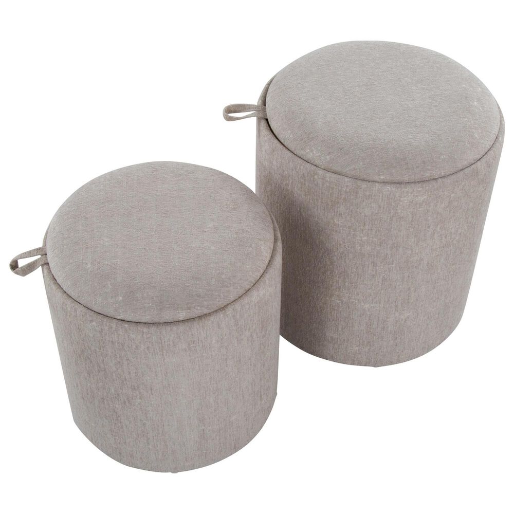 Lumisource Tray 2-Piece Nesting Ottoman Set in Light Brown, , large