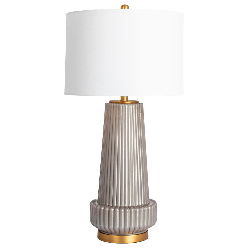 Creative Coop Bernadette Ribbed Glass Table Lamp in Gray, , large
