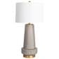 Creative Coop Bernadette Ribbed Glass Table Lamp in Gray, , large