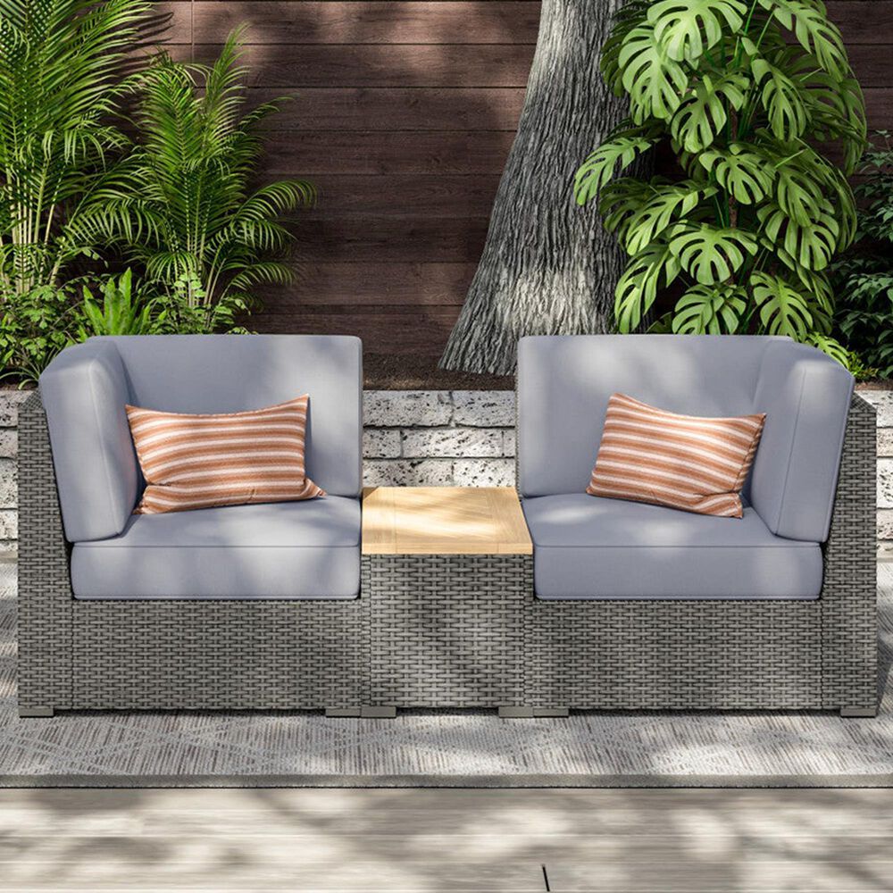 Homestyles Boca Raton 3-Piece Patio Set with Storage Table in Brown and Gray, , large