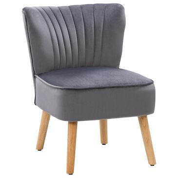 CorLiving Lynwood Accent Chair in Gray Velvet, , large