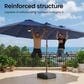 HOMLUX 15" Double-Sided Outdoor Market Umbrella with Sandbag Base and White LED Beads in Royal Blue, , large