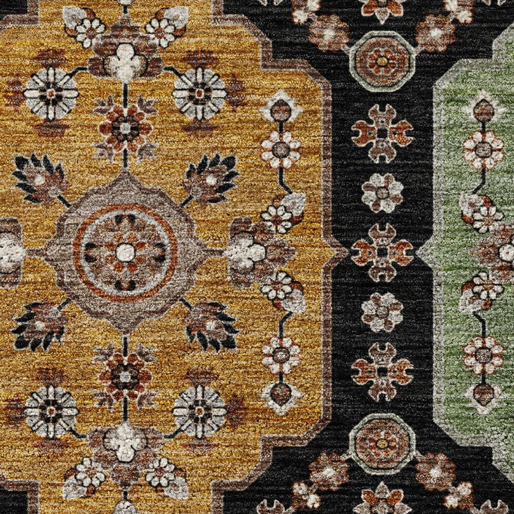 Dalyn Rug Company Silk Road Black, Ivory, Paprika, Sage, Gold and Gray 6&#39;6&quot; x 9&#39;6&quot; Area Rug, , large