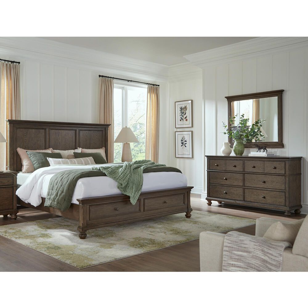 Riva Ridge Oxford 3 Piece King Panel Storage Bedroom Set in Cocoa with USB Ports, , large