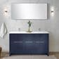 Lexora Home Lafarre 60" Double Bathroom Vanity in Navy Blue with 2 cm White Cultured Marble Top and Rectangular Sinks, , large