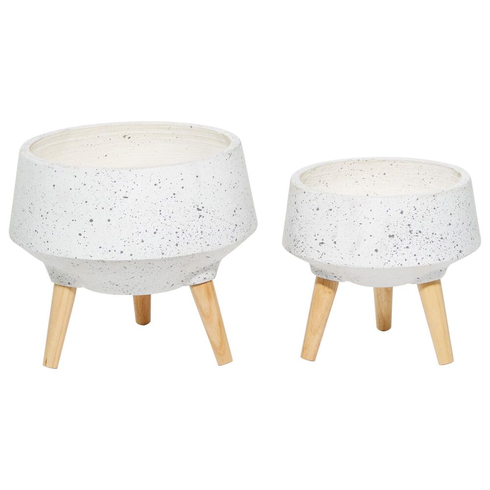 Maple and Jade Contemporary Wood Planter White Set of 2, , large