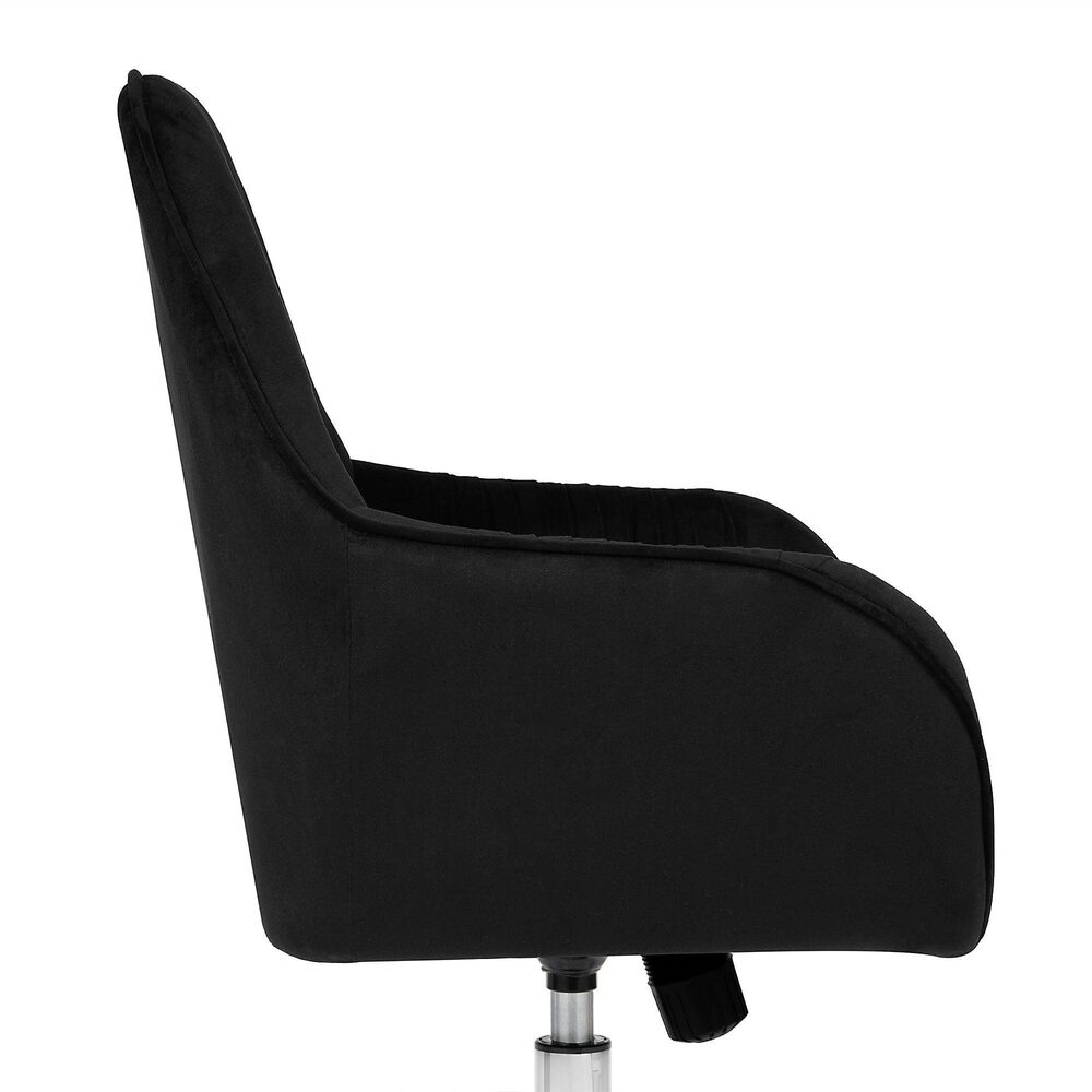 Impressions Vanity Kelly Swivel Vanity Chair with Black Cushion in Matte Silver, , large