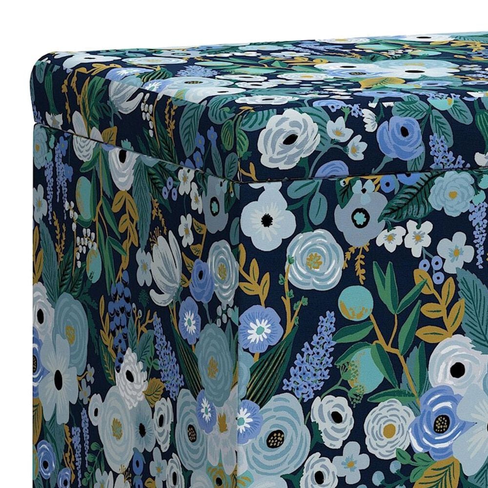 Rifle Paper Co Crafted by Cloth &amp; Company Willie Storage Bench in Garden Party Blue, , large