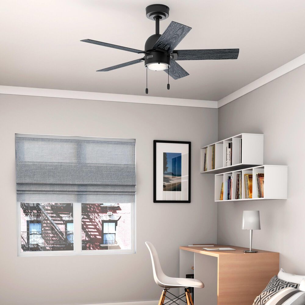 Hunter Erling 44&quot; Ceiling Fan with LED Light in Matte Black, , large