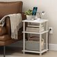 HOMLUX 3-Tier Turn-N-Tube End Table with Charging Station in White, , large