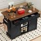 HOMLUX 54" Kitchen Island with Sliding Barn Door in Black, , large