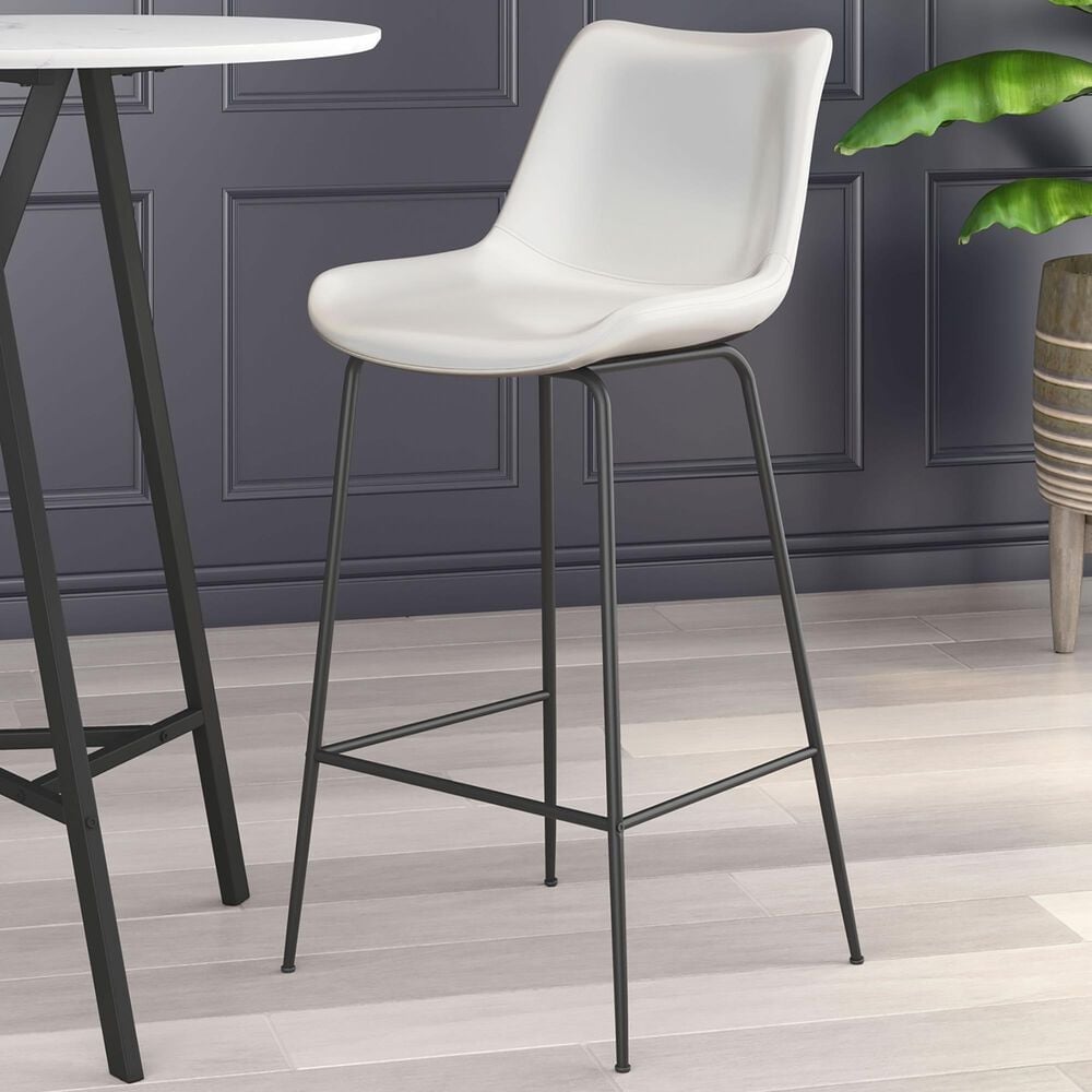 Zuo Modern Byron Barstool in White and Black, , large