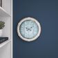 Maple and Jade 17" Wall Clock in Distressed White and Blue, , large