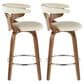 LumiSource Gardenia Swivel Fixed-Height Counter Stool with Cream Fabric Upholstery in Chrome and Walnut (Set of 2), , large