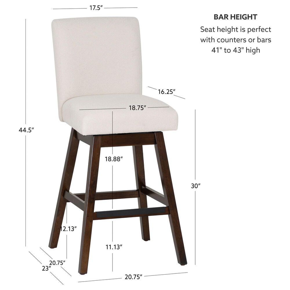 Linon Home Decor Cyrus Swivel Bar Stool in Brown (Set of 2), , large