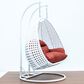 Leisuremod 2-Seat Hanging Egg Swing Chair with Dark Orange Cushion in White, , large