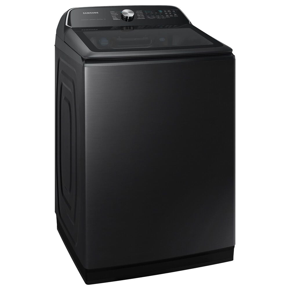 Samsung 5.5 cu. ft. Extra-Large Capacity Smart Top Load Washer with Super Speed Wash and 7.4 cu. ft. Smart Electric Dryer with Steam Sanitize+ in Brushed Black, , large