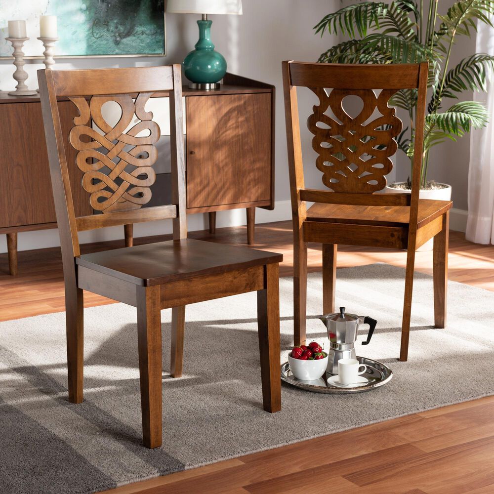 Baxton Studio Gervais Side Chair in Walnut Brown (Set of 2), , large