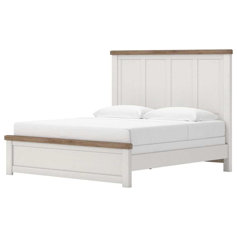 Ashley Savonport King Panel Bed in White and Brown, , large