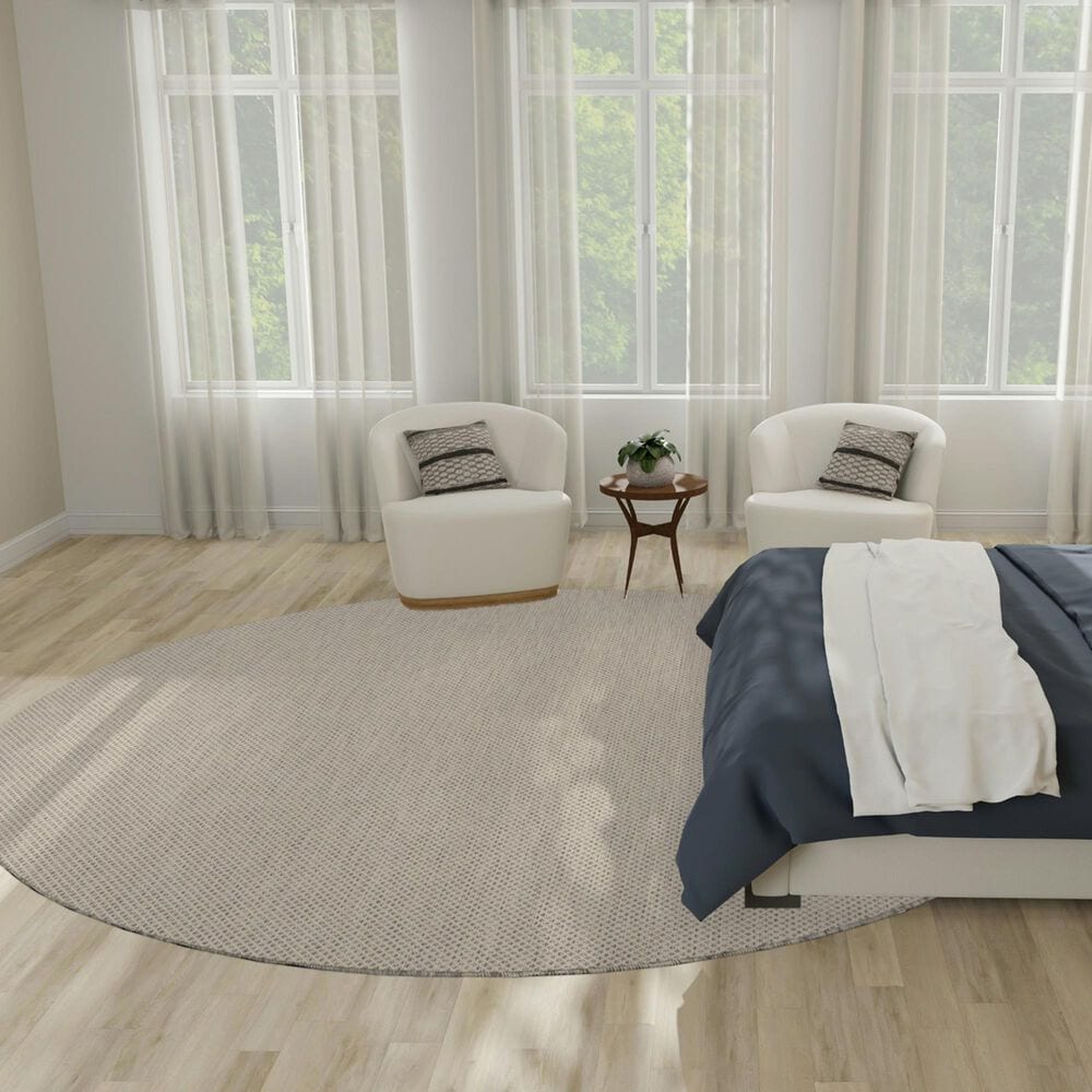 Nourison Courtyard Ivory and Silver 10&#39; Round Indoor/Outdoor Area Rug, , large