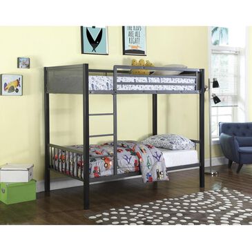 Pacific Landing Meyers Twin over Twin Loft Bunk Bed in Black and Grey, , large