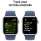 Apple Watch SE GPS 40mm Silver Aluminum Case with Denim Sport Band - S/M, , large
