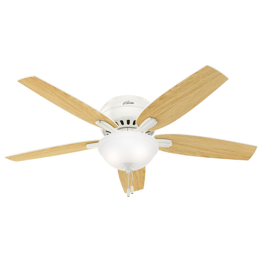 Hunter Newsome Low Profile 52&quot; Ceiling Fan with Lights in Fresh White, , large