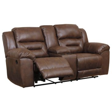 Ashley Stoneland Manual Reclining Loveseat with Console in Chocolate, , large