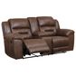 Ashley Stoneland Manual Reclining Loveseat with Console in Chocolate, , large